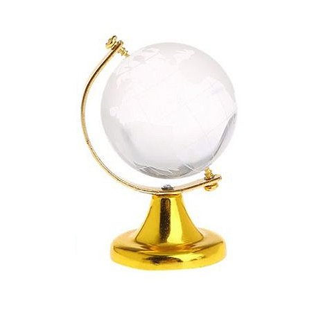 Mini Globo Terrestre Giratório Vidro Laser Elegance Gold 7cm