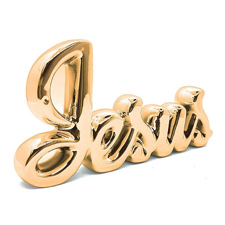 Palavra Jesus Dourado de Mesa Decorativa Enfeite Detalhado