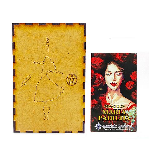 Kit O Belo Oráculo Maria Padilha e Porta Tarô Caixa Madeira