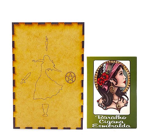 Baralho tarô Cigano Esmeralda com Porta Tarô Caixa Cigana