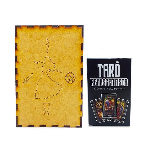 Kit Tarot Renascentista 22 cartas e Porta Tarô Caixa Madeira