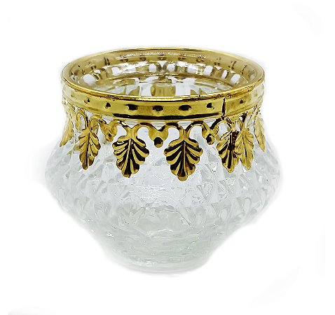 Castiçal Porta Velas Medieval em Vidro Vintage Gold 6cm