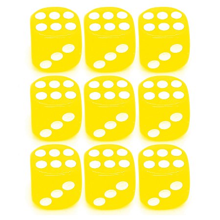 Kit 9 Dados Amarelo 6 Lados 14mm Orixás Umbanda Erês