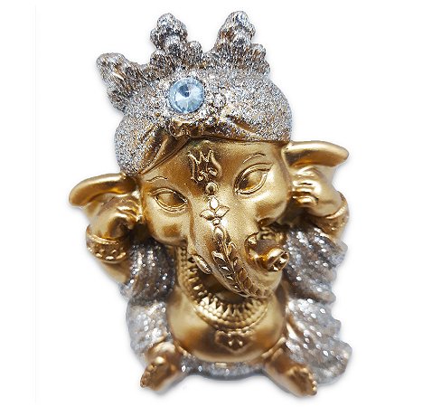 Ganesha da Sabedoria Enfeite Ganesha Não Ouço Gold 8 cm