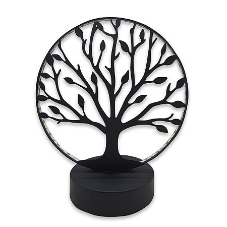 Luminária Árvore da Vida estátua Decorativa Preta 20 cm