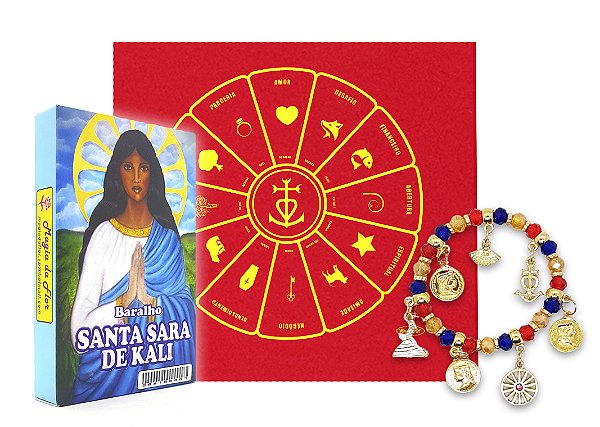 Kit Santa Sara Completo Kali Baralho Pulseira Toalha Tarô