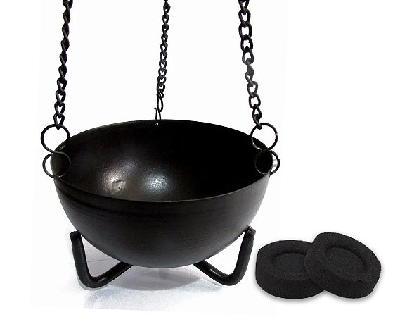 Kit Defumação Turíbulo Indiano Aberto 9cm e Carvão Litúrgico