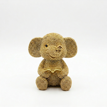 Estátua Elefante Dourado com Detalhes Brilhantes 10 cm