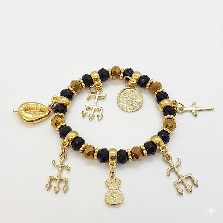 Pulseira Exu do Ouro Prosperidade e Proteção Ajustável