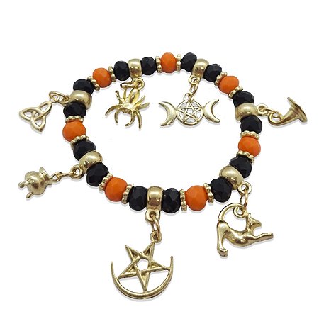 Pulseira Bruxa Laranja e Preta Conexão Natureza Ajustável