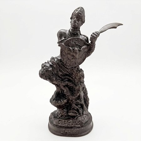 Estátua Imagem Oxaguiã Guerreiro Cor Cobre Resina 15 cm