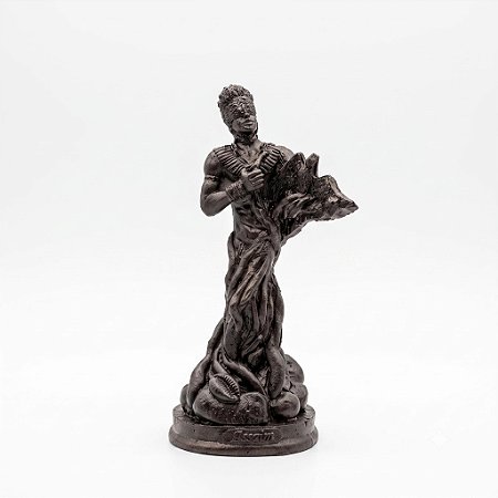 Estátua Imagem Orixá Ossain Cor Cobre Proteção Resina 15 cm