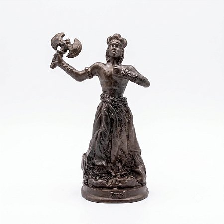 Imagem Xangô Cor Cobre Jurtiça Força Resina 15 cm