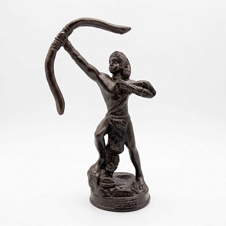 Estátua Imagem Oxóssi Cor Cobre Protetor Resina 18 cm