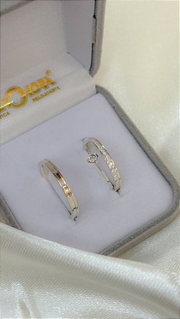 Par Aliança Cravejada Prata 925