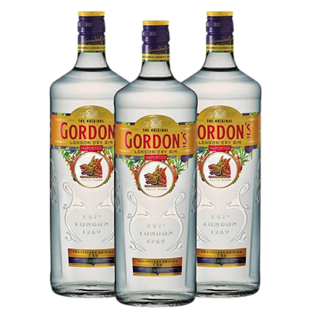 Kit 03 Gordon's London Dry Gin Inglês 750ml