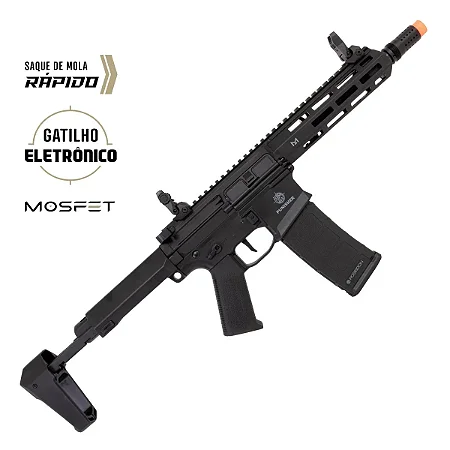 RIFLE DE AIRSOFT M4 PDW PUNISHER 1 AEG PRETA GATILHO ELETRÔNICO - POSEIDON