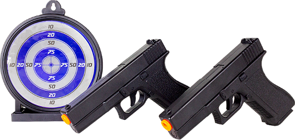 KIT 2 PISTOLAS DE AIRSOFT VG V307 SPRING 6MM + ALVO GEL - VIGOR