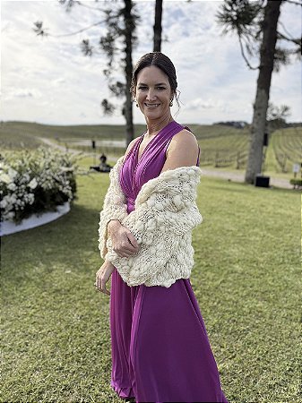 Cardigã de Tricô em Lã Merino Artesanal Feito à Mão - Daniela Righi