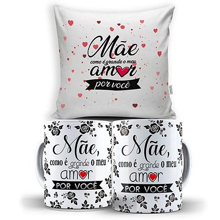 KIT Almofada 40X40 + Caneca Branca Presente Para Mâe