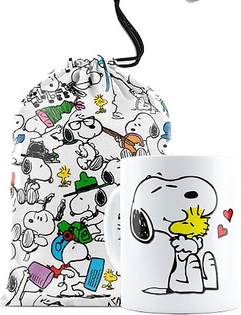 Caneca Branca Mais saquinho personalizado Snoopy