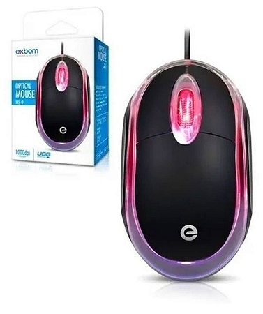 Mouse Exbom MS-9 Usb Preto Com Led Vermelha