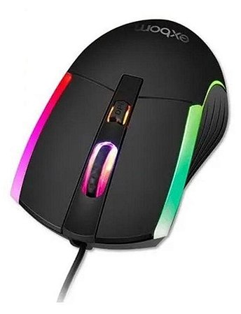 Mouse Óptico Usb Com Iluminação Rgb 1600dpi Preto Ms-61 - Exbom