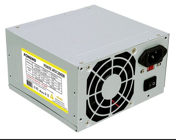 Fonte Atx 200w Reais 20+4p Super Silenciosa Para Pc Bivolt