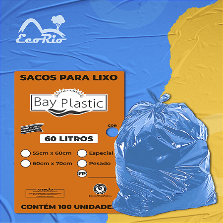 Saco de Lixo Azul 60l Especial BayPlastic