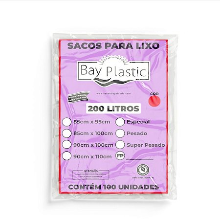 Saco de Lixo 200L 85x95 100 Un - Bay Plastic