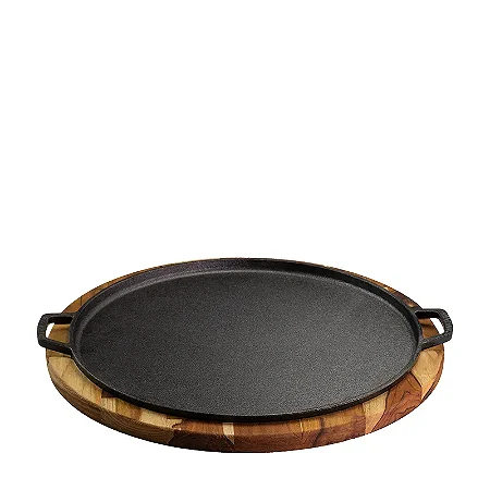 Forma De Pizza Com Suporte De Madeira