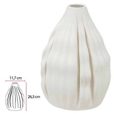 VASO DECORATIVO CERAMICA 3D (BRANCO) 16,3cm 11,7d (FLORARTE)