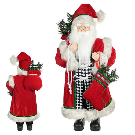 PAPAI NOEL NATAL EM PE (VERMELHO BRANCO) 60cm (FLORARTE)