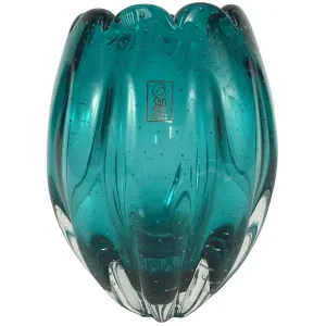 VASO CRISTAL MURANO 21CM VERDE ESMERALDA SÃO MARCOS