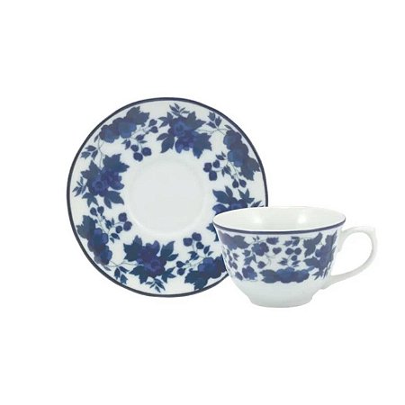 Xícara Café com Pires 90ml tam 8 Dec Folhagem Porcelana Real by Schmidt 2354