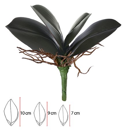 F.FOLHA ORQUIDEA C/ARAME PLASTICO X4 (VERDE) 18cm (FLORARTE)