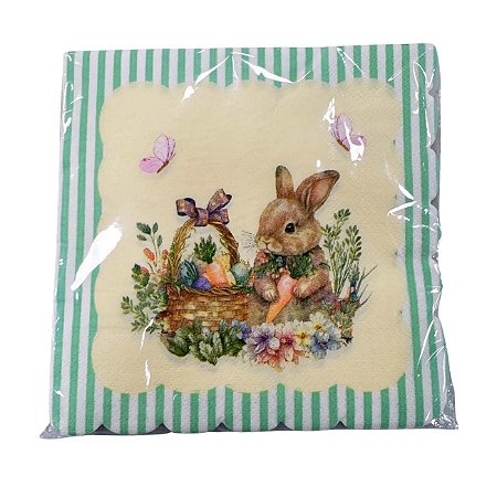 Guardanapo Papel Pascoa Fazenda Folha Dupla C/20 Colorido 33X33cm Florarte