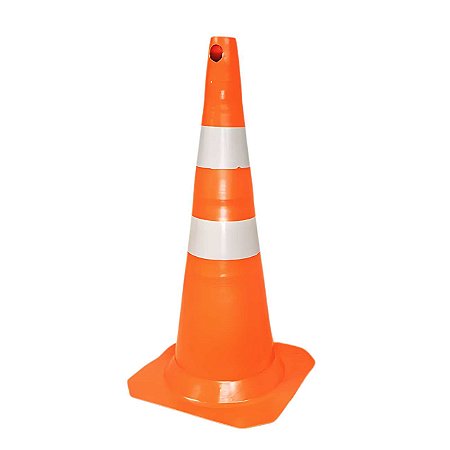 Cone Fit Laranja e Branco de Plástico 75cm Plastcor 700.00503