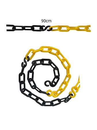 Corrente Plastica Com Elo Grande 57mm Amarelo/Preto 90cm Plastcor 700.10796