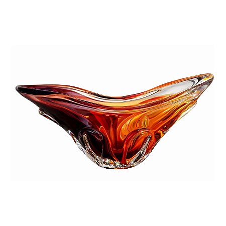 Cachepot Cristal Murano São Marcos Preto com Âmbar