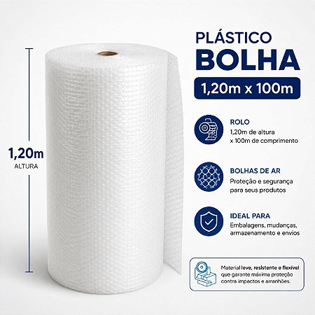 Plástico Bolha Bobina 1,20x100 Metros