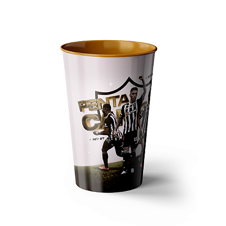 Copo do Galo - Penta Campeão Mineiro 2024 - Branco/Dourado - 550ml