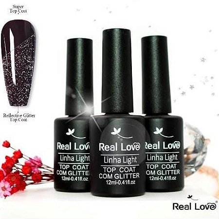 Top Coat com Glitter Real Love 12ml com anvisa