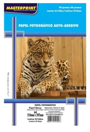 PAPEL FOTO MASTERPRINT AUTO ADESIVO 80G A4 20FLS