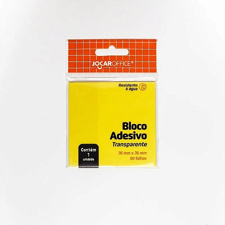 BLOCO ADESIVO TRANSPARENTE AMARELO 76MM X 76MM 50F