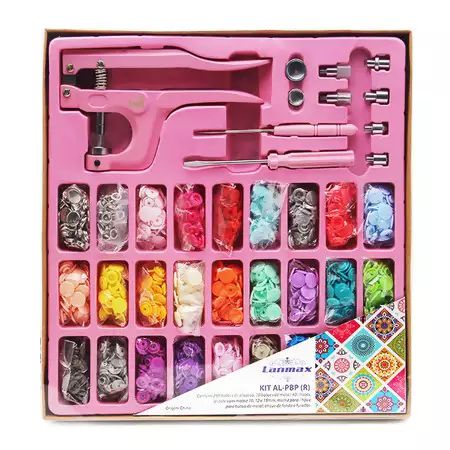 KIT ALICATE DE PRESSÃO BOTÃO PLASTICO ROSA ILHOS BOTÕES DE METAL