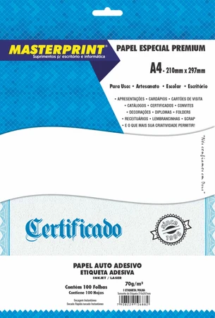 PAPEL OFFSET ADESIVO A4 COM 100 FLS - MASTERPRINT