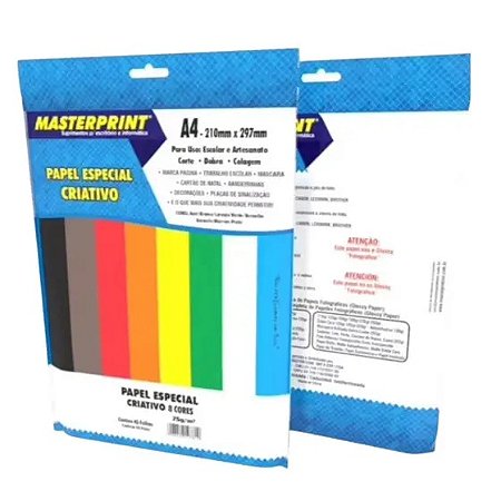 PAPEL CRIATIVO 8 CORES - 75 FOLHAS 75G