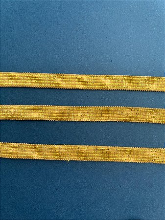 ELASTICO CHATO 7MM BEGE COM OURO 1 METRO