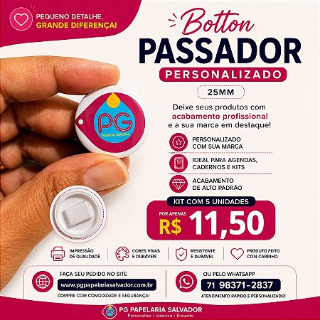 BOTTON PASSADOR DE ELASTICO 25MM - 5 UNIDADES